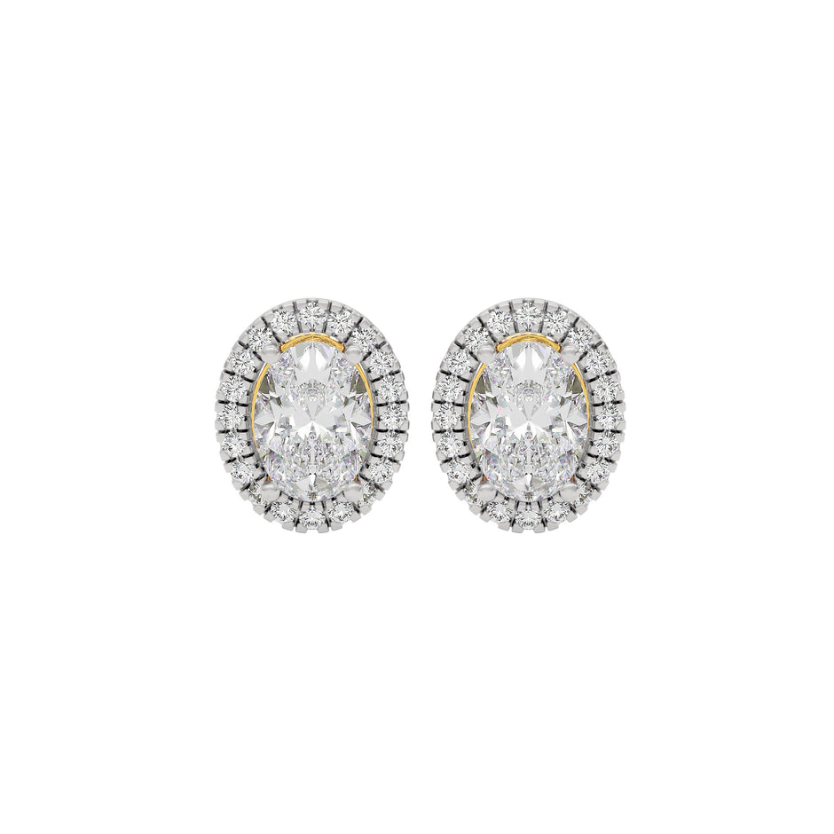 Eclipse Glow Oval Halo Stud Earrings