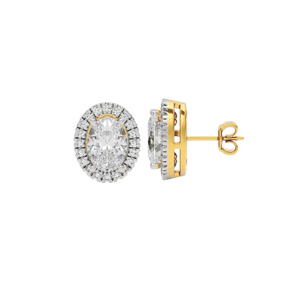 Eclipse Glow Oval Halo Stud Earrings