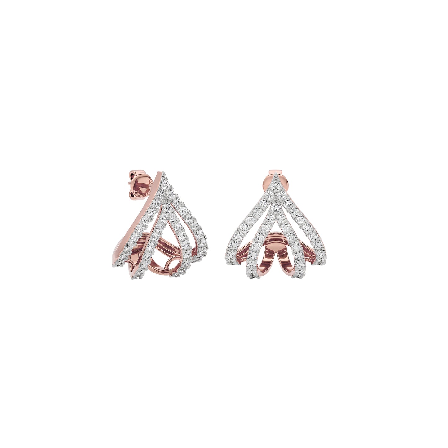Arrow Edge Diamond Bali Earrings