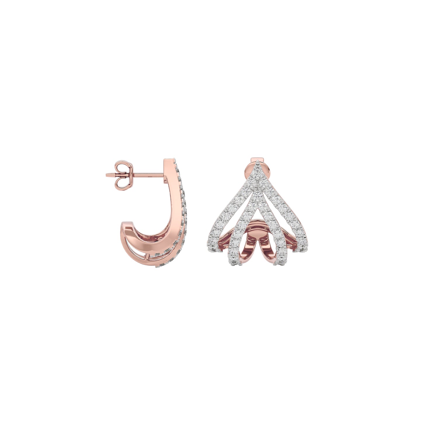 Arrow Edge Diamond Bali Earrings