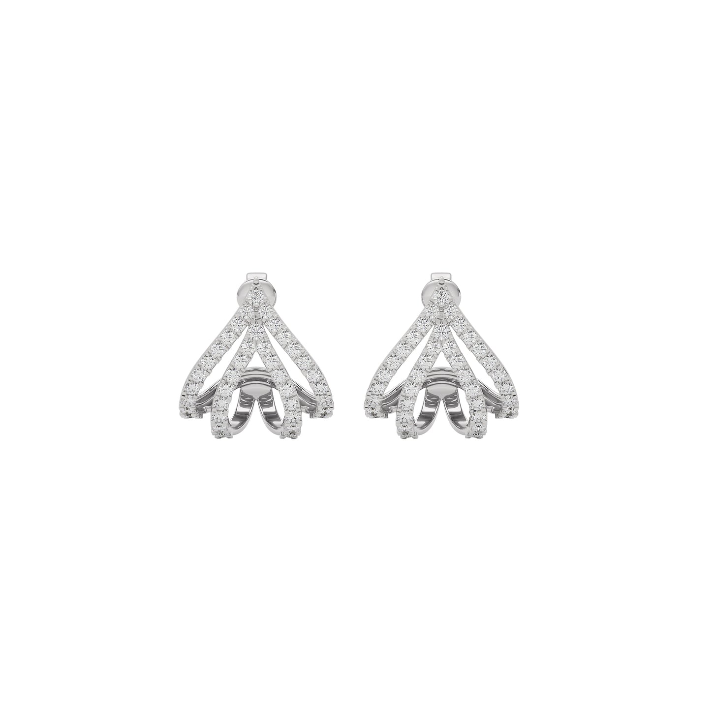 Arrow Edge Diamond Bali Earrings