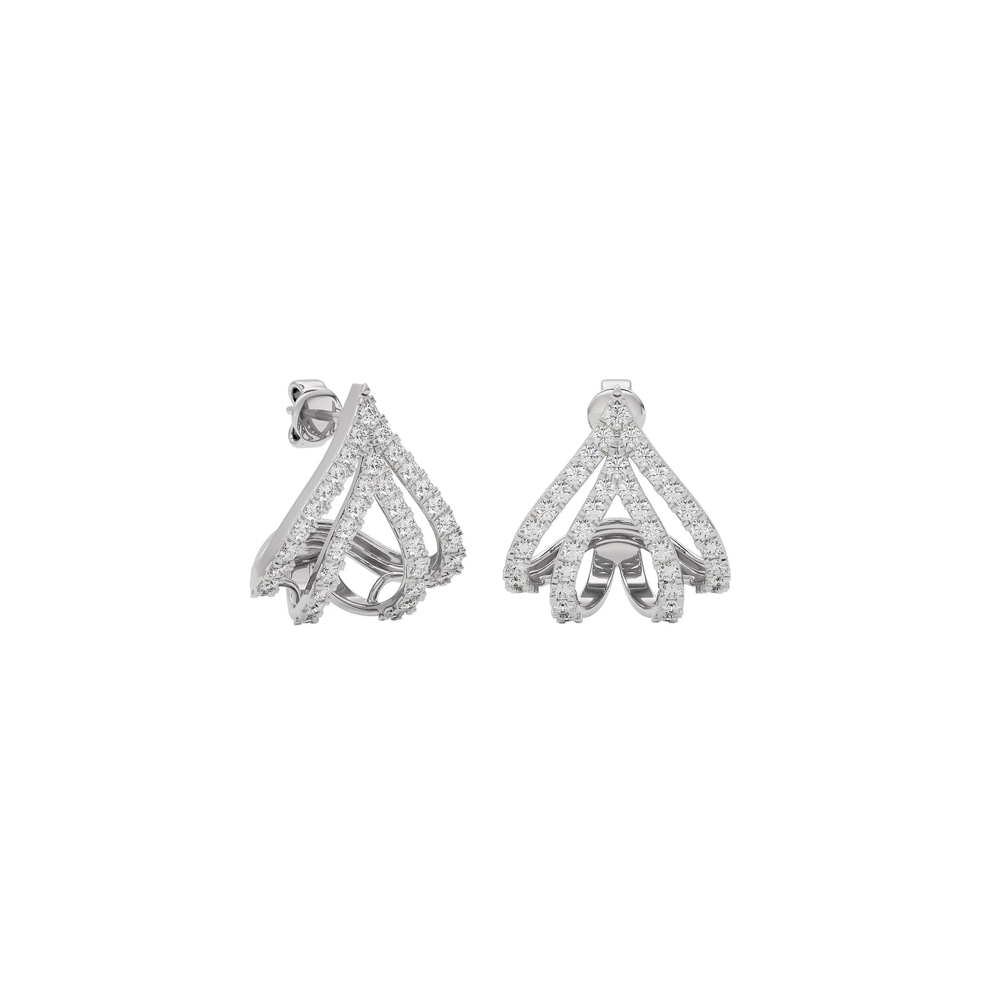 Arrow Edge Diamond Bali Earrings
