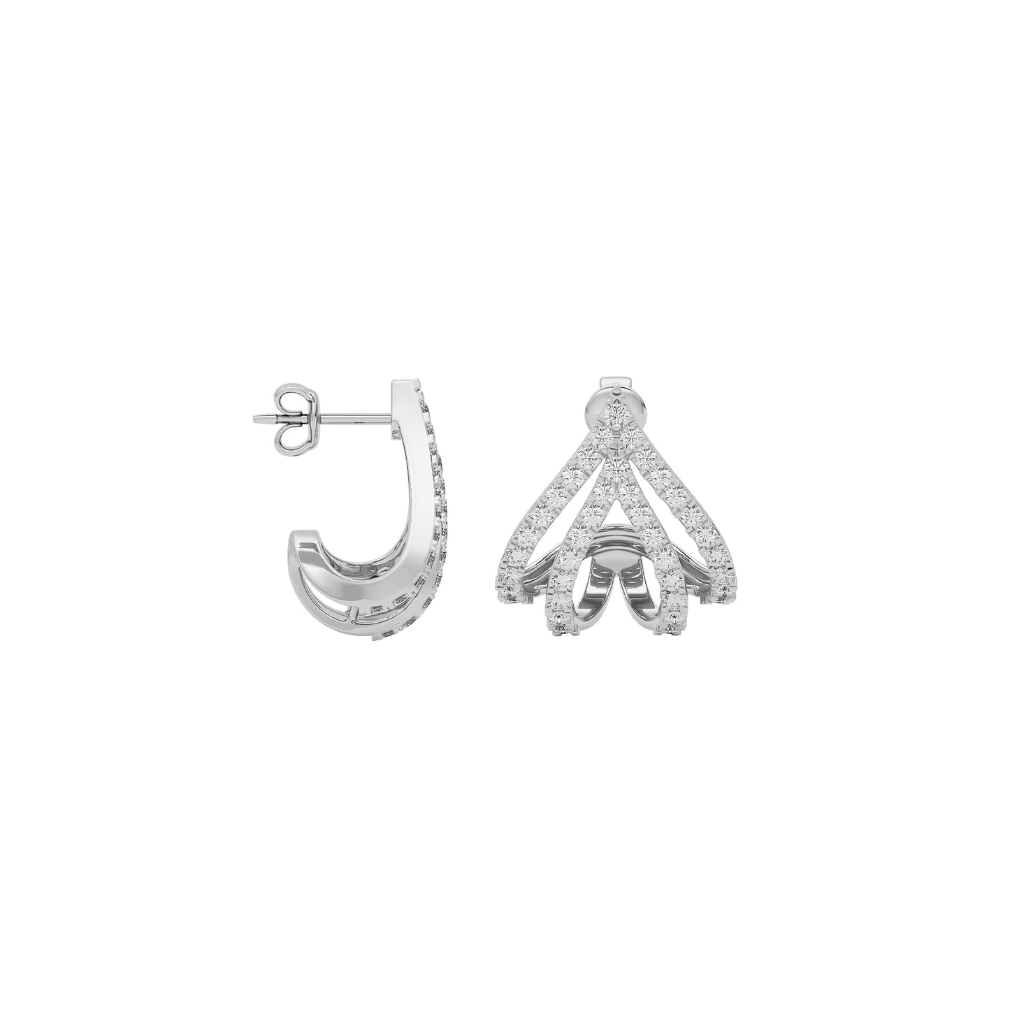 Arrow Edge Diamond Bali Earrings