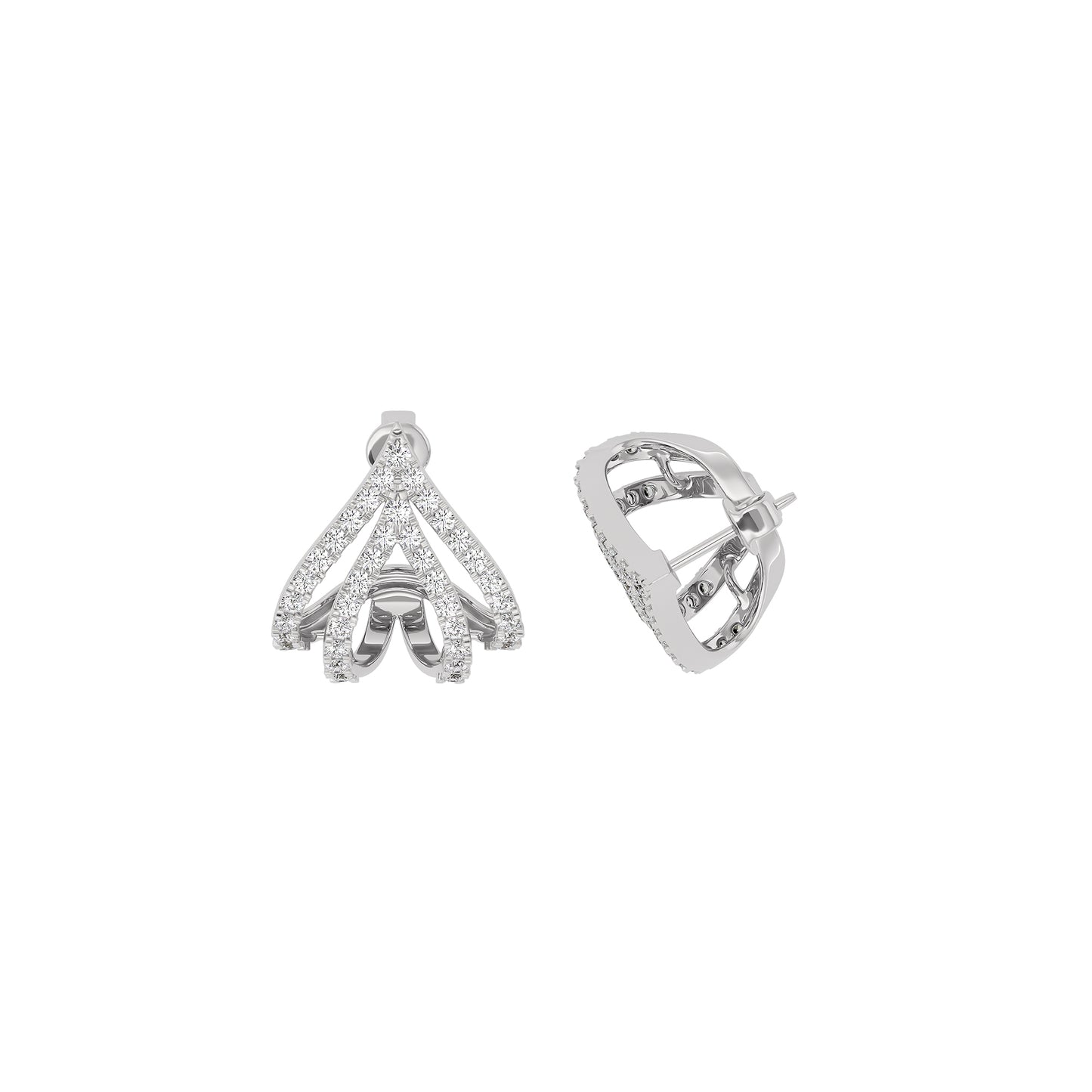 Arrow Edge Diamond Bali Earrings