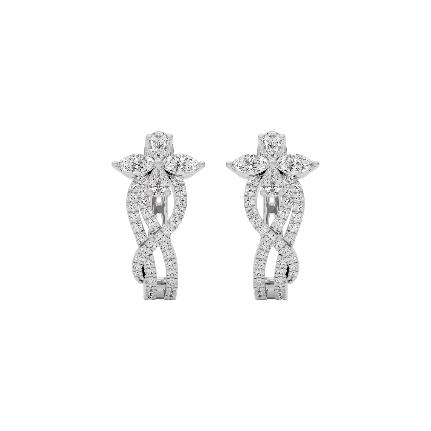 Crystal Petal Diamond Earring