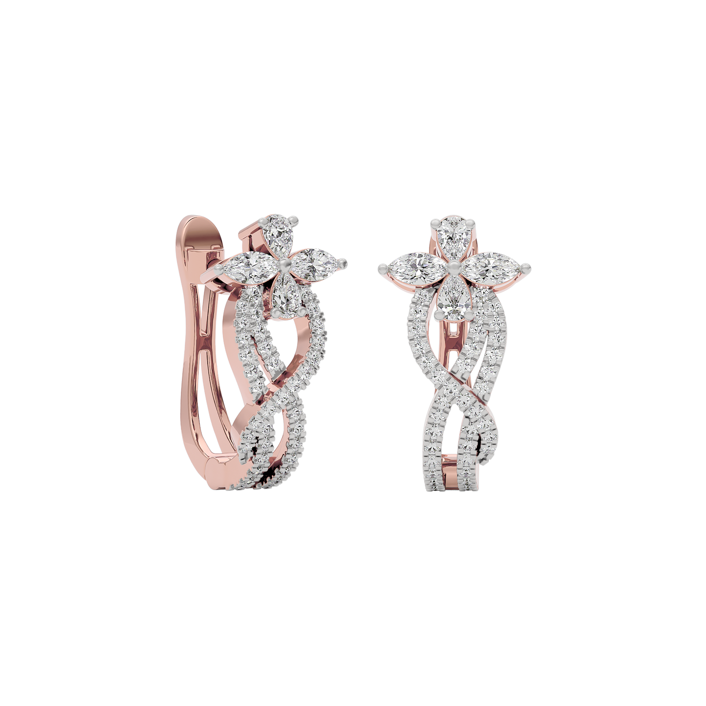 Crystal Petal Diamond Earring