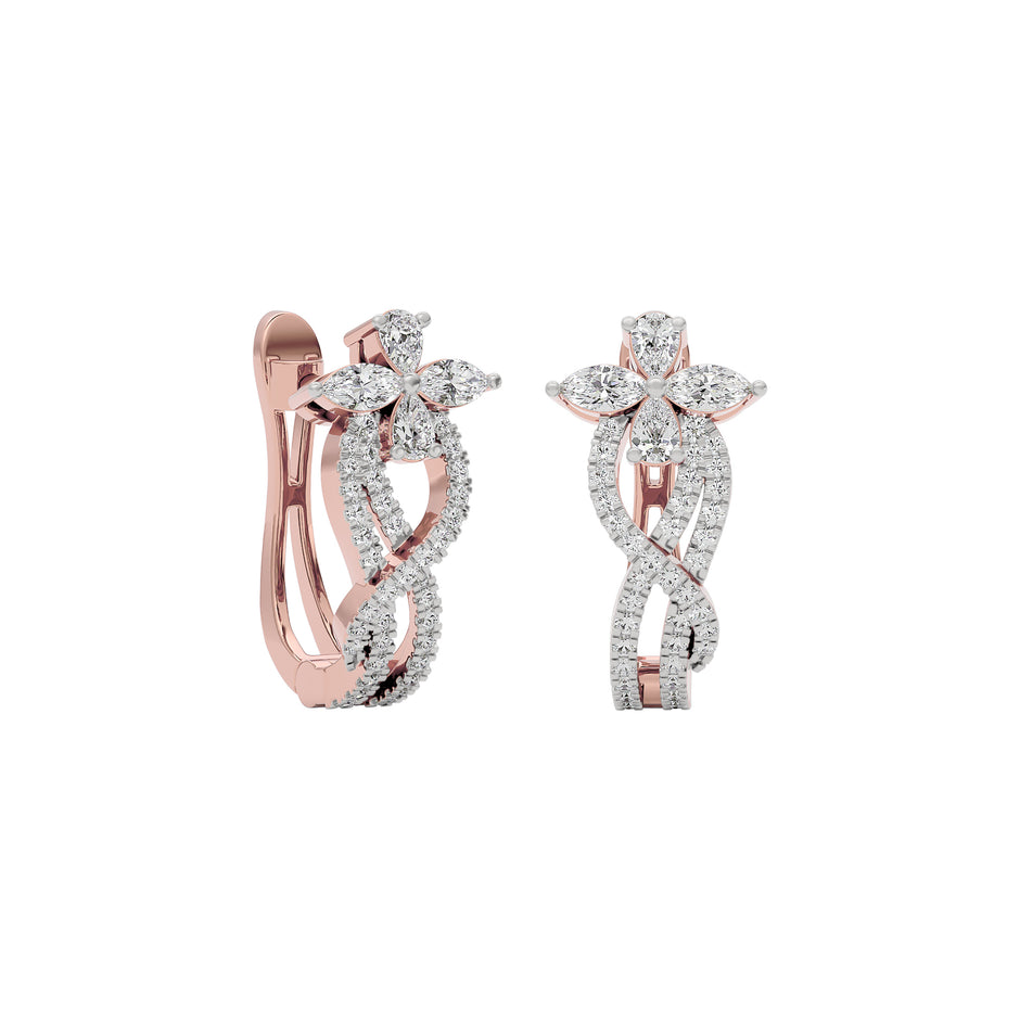 Crystal Petal Diamond Earrings