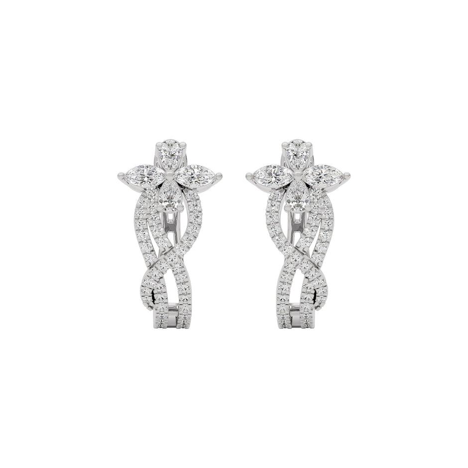 Crystal Petal Diamond Earrings