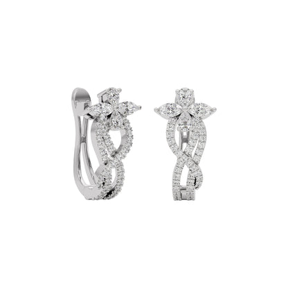 Crystal Petal Diamond Earrings