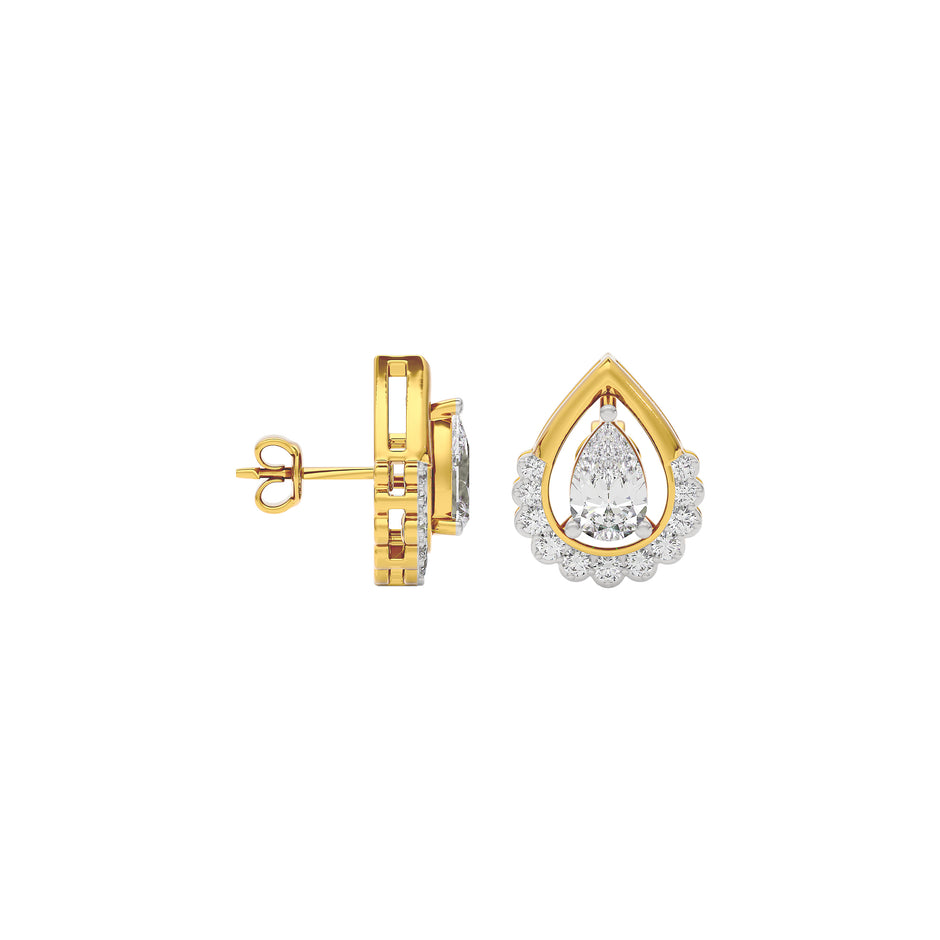 Twilight Halo Diamond Earring 18 KT / Yellow Gold