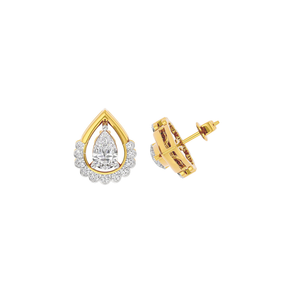 Twilight Halo Diamond Earring 18 KT / Yellow Gold