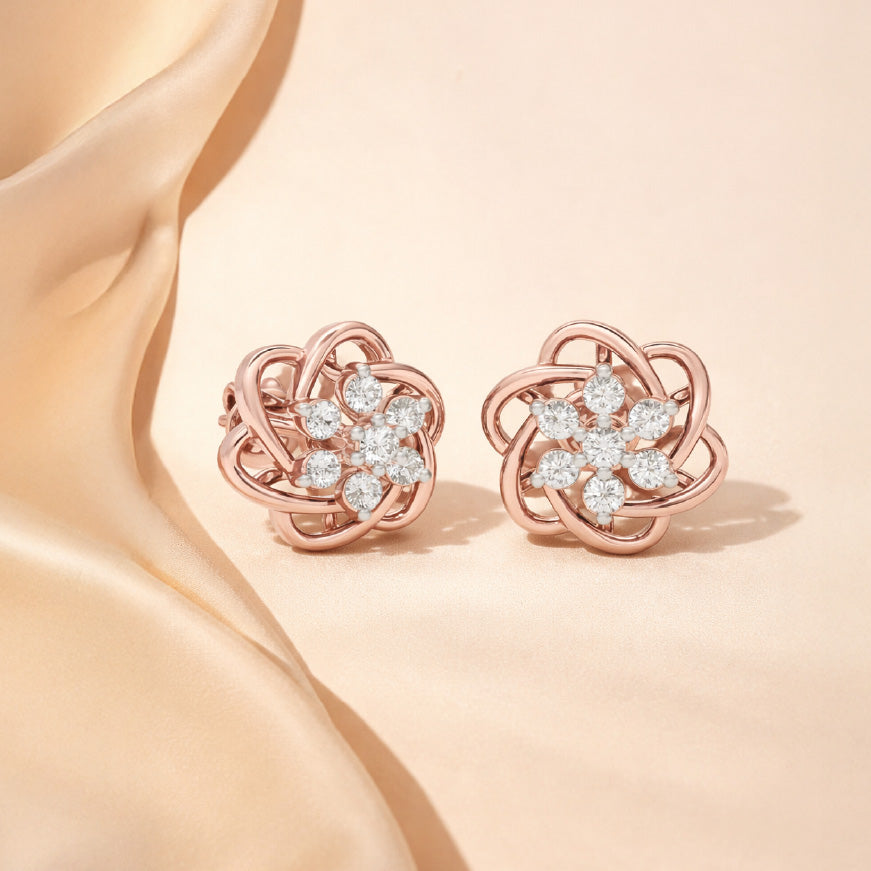 Glowing Feather Diamond Earrings