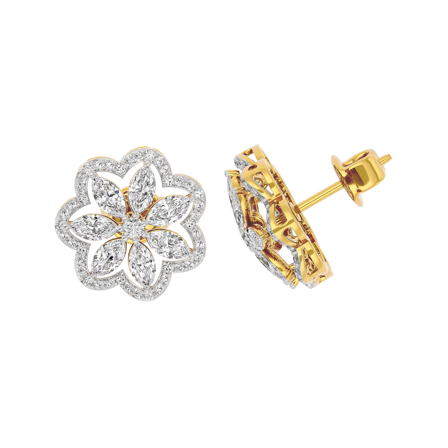 Crystal Blossom Diamond Earring