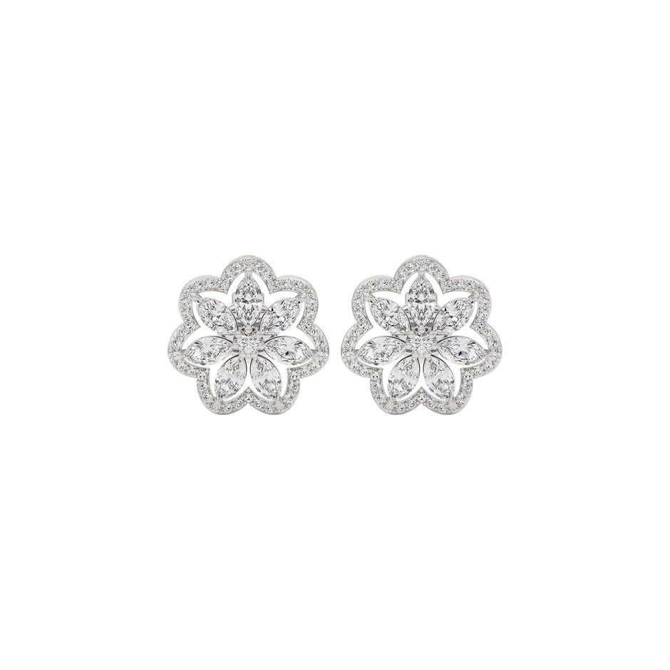 Crystal Blossom Diamond Earring 18 KT / White Gold
