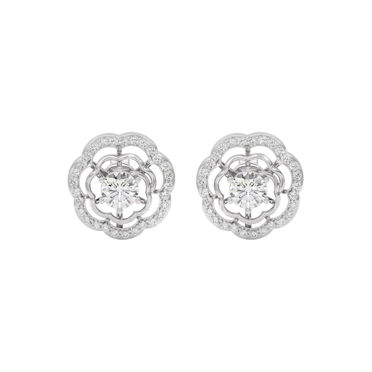 Gleaming Halo Diamond Earring