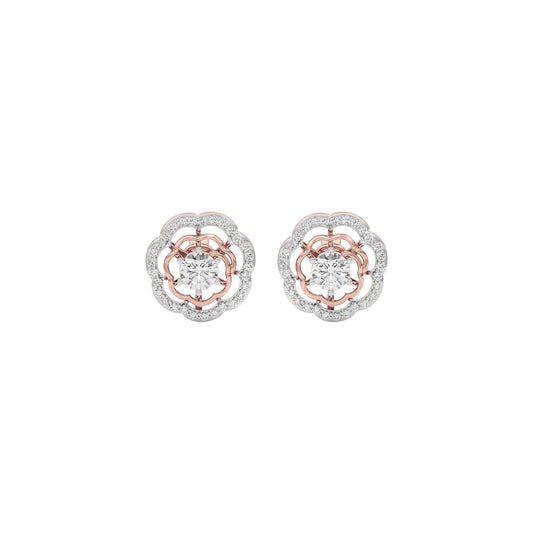 Gleaming Halo Diamond Earring 18 KT / Rose Gold
