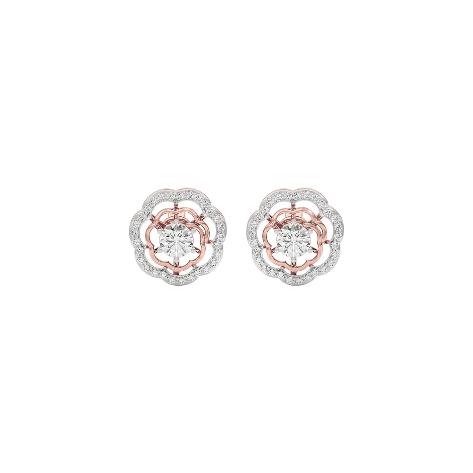 Gleaming Halo Diamond Earring 18 KT / Rose Gold
