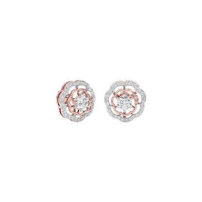 Gleaming Halo Diamond Earring 18 KT / Rose Gold
