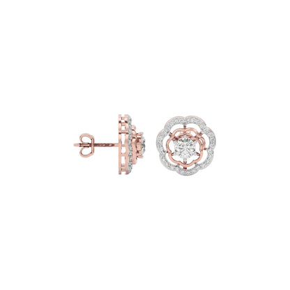 Gleaming Halo Diamond Earring 18 KT / Rose Gold