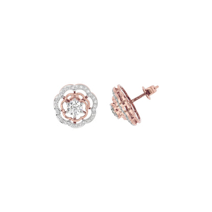 Gleaming Halo Diamond Earring 18 KT / Rose Gold