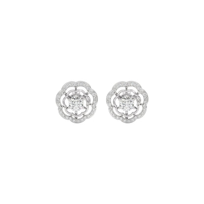Gleaming Halo Diamond Earring 18 KT / White Gold