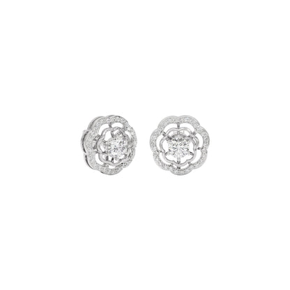 Gleaming Halo Diamond Earring 18 KT / White Gold