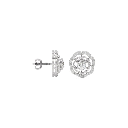 Gleaming Halo Diamond Earring 18 KT / White Gold