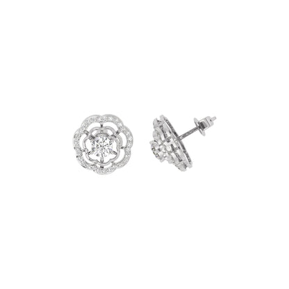 Gleaming Halo Diamond Earring 18 KT / White Gold