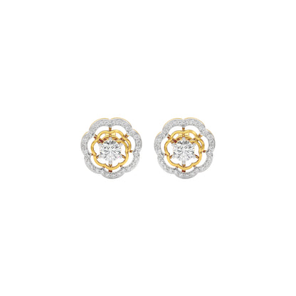 Gleaming Halo Diamond Earring 18 KT / Yellow Gold