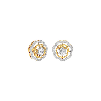 Gleaming Halo Diamond Earring 18 KT / Yellow Gold