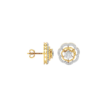 Gleaming Halo Diamond Earring 18 KT / Yellow Gold