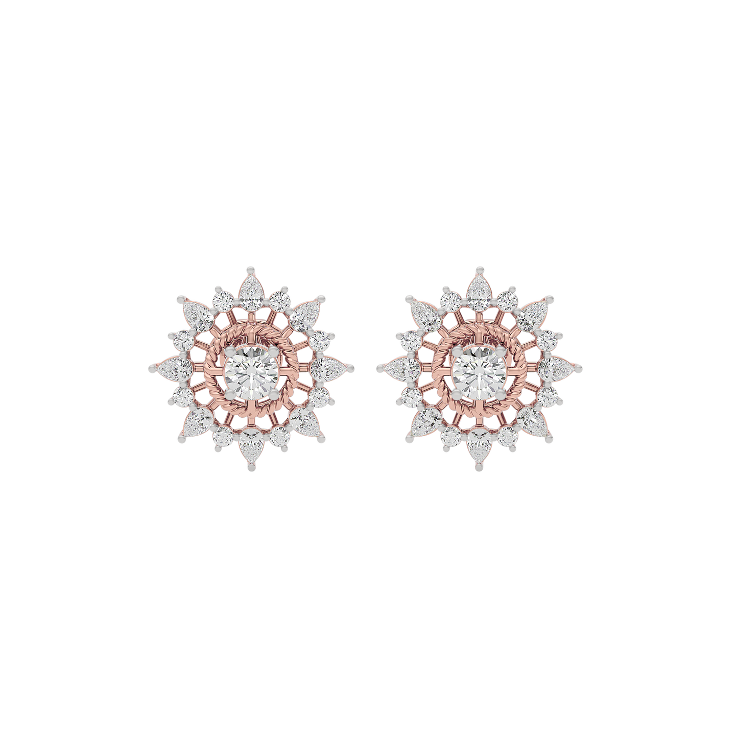 Golden Ray Diamond Earring