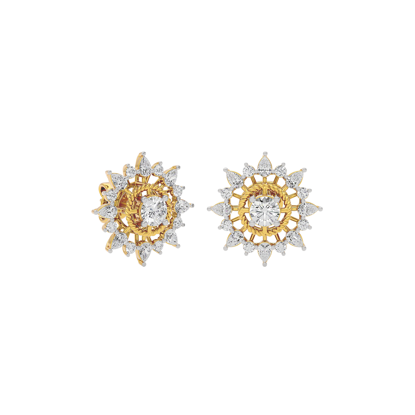 Golden Ray Diamond Earring