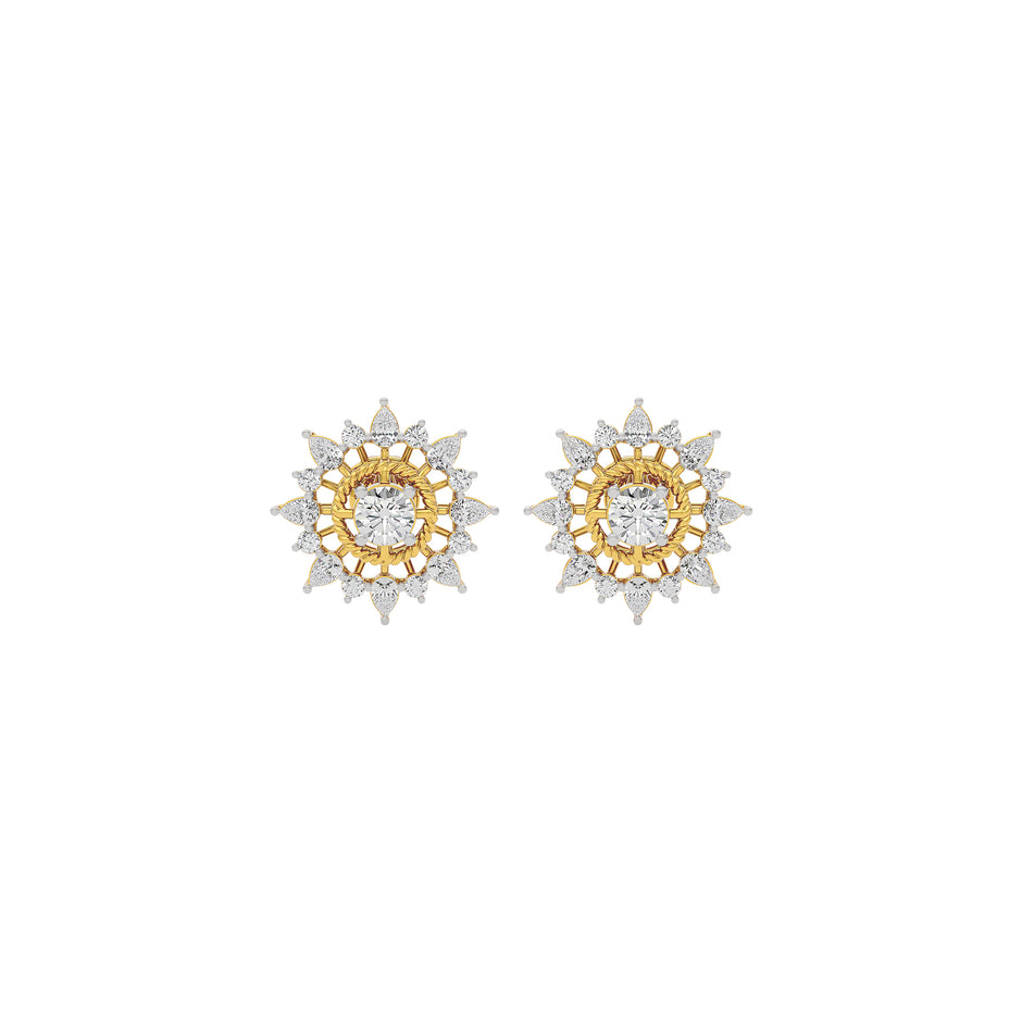 Golden Ray Diamond Earring 18 KT / Yellow Gold