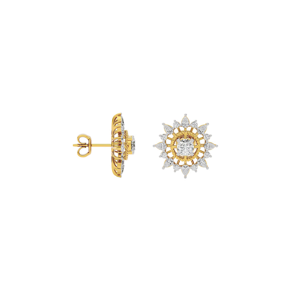Golden Ray Diamond Earring 18 KT / Yellow Gold