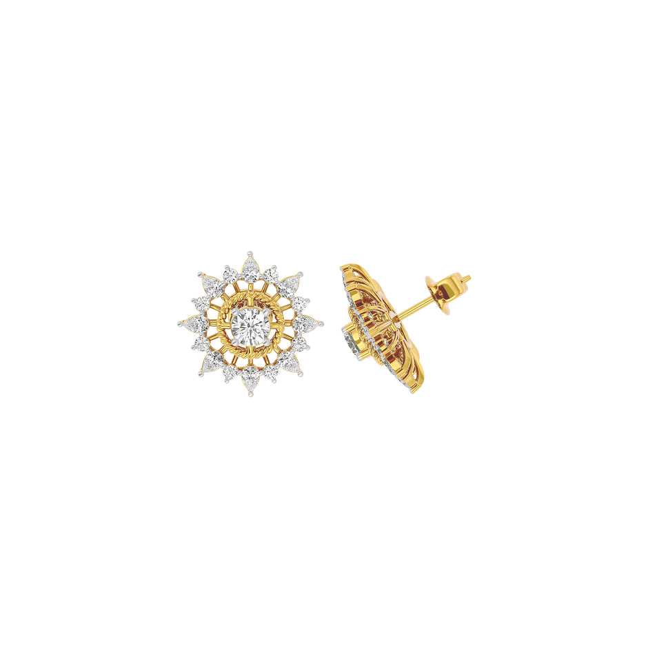 Golden Ray Diamond Earring 18 KT / Yellow Gold