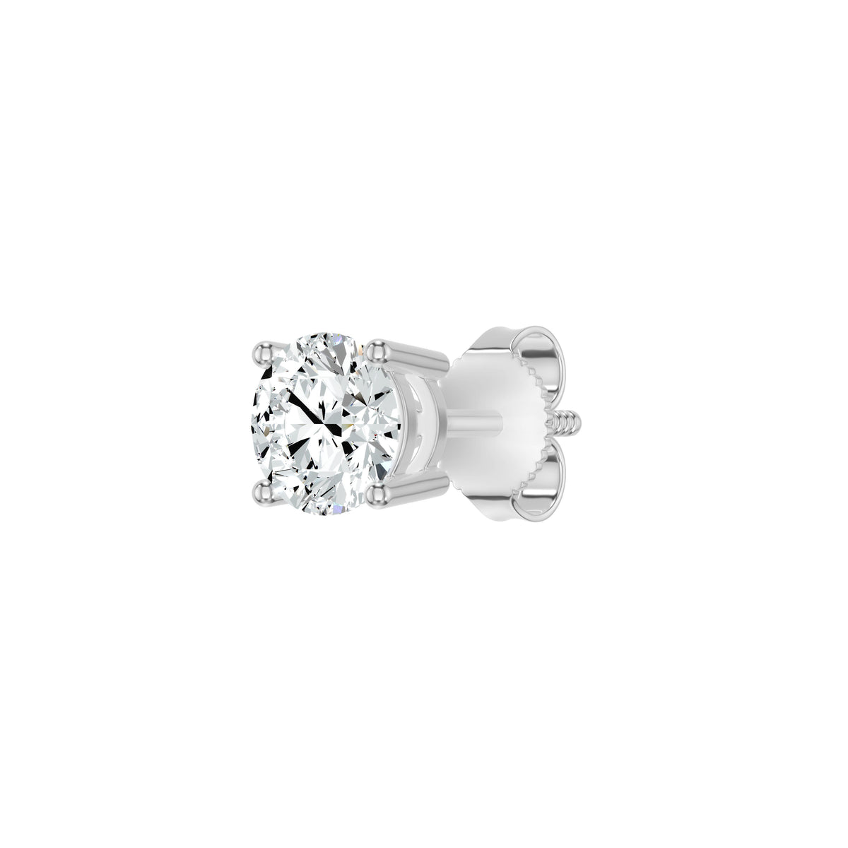 Stud Muffin Solitaire Diamond Ear Studs 18 KT / White Gold