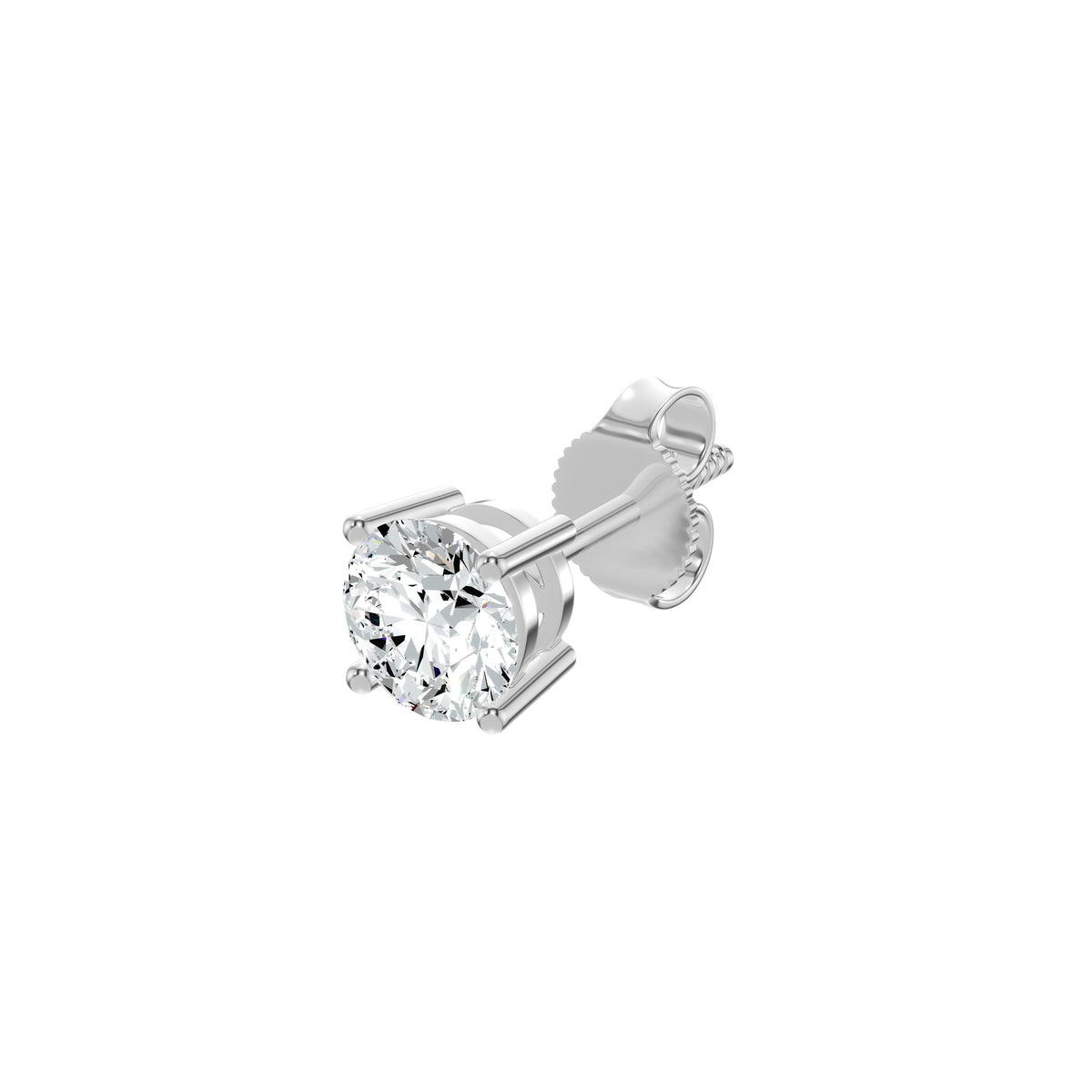 Stud Muffin Solitaire Diamond Ear Studs 18 KT / White Gold