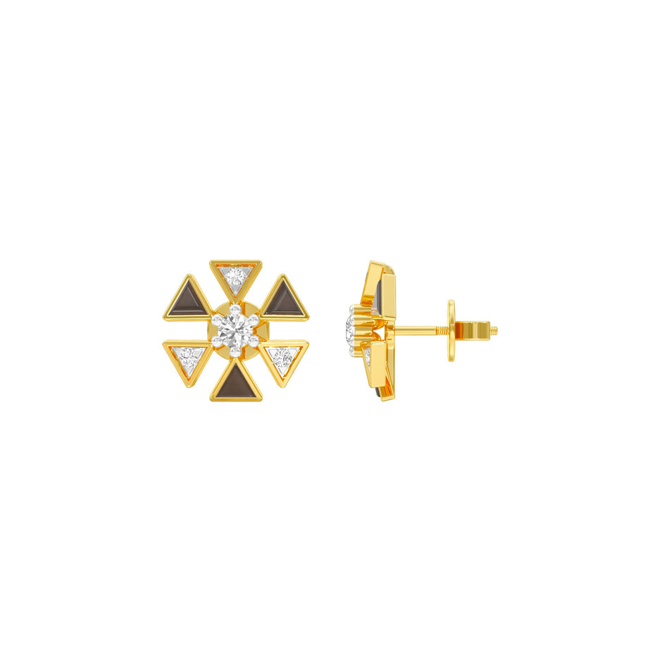 Triangon Diamond Earrings 9 KT / Yellow Gold