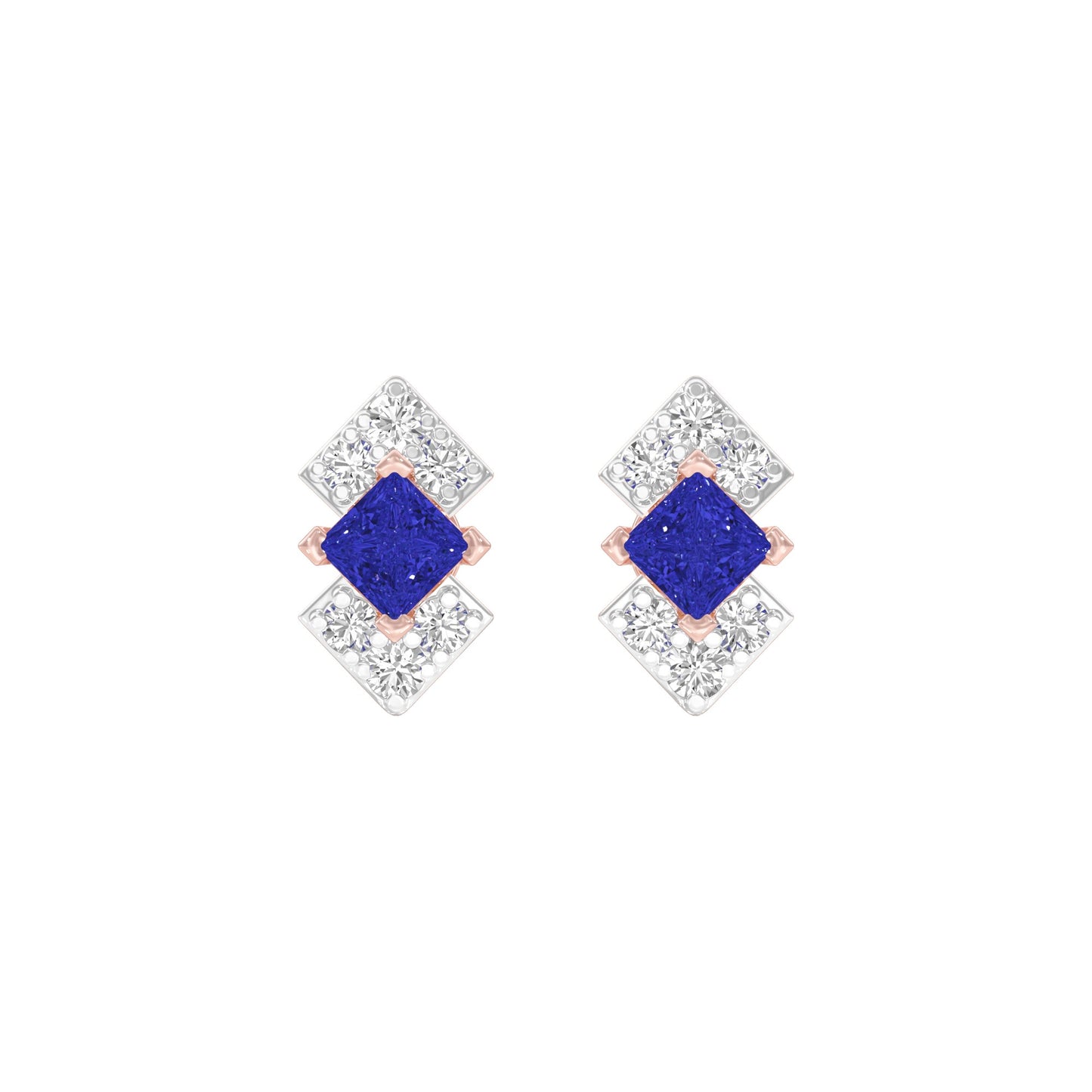 Cobalt Blue Diamond Earrings 9 KT / Rose Gold