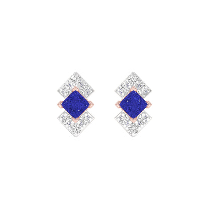 Cobalt Blue Diamond Earrings 9 KT / Rose Gold