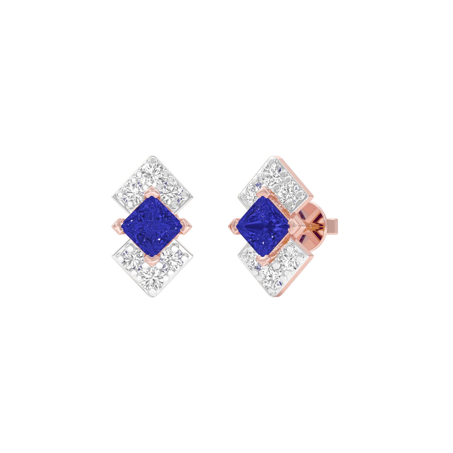 Cobalt Blue Diamond Earrings 9 KT / Rose Gold