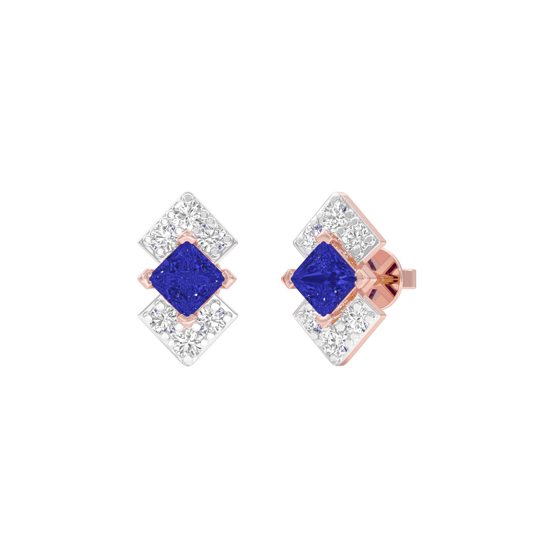 Cobalt Blue Diamond Earrings 9 KT / Rose Gold