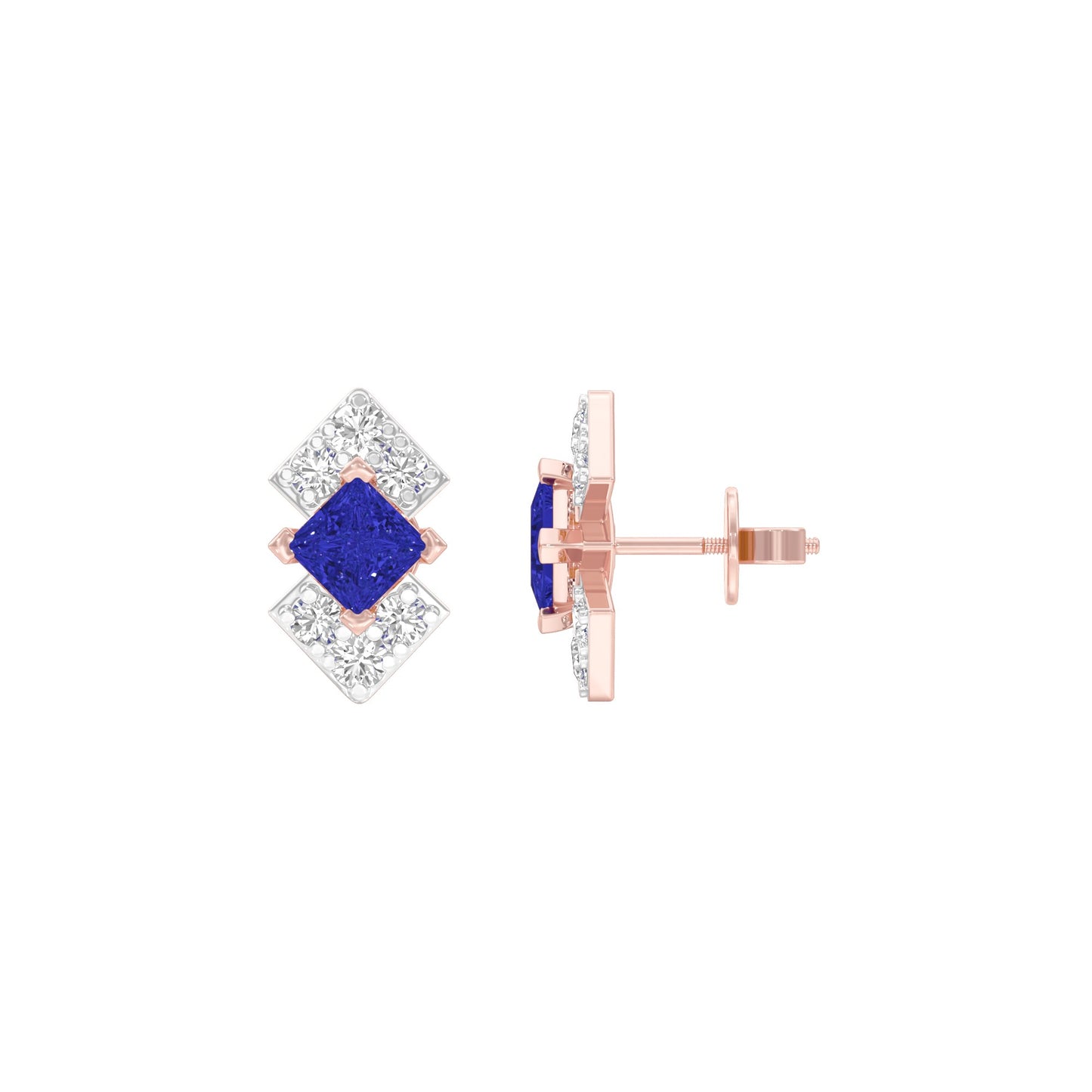 Cobalt Blue Diamond Earrings 9 KT / Rose Gold