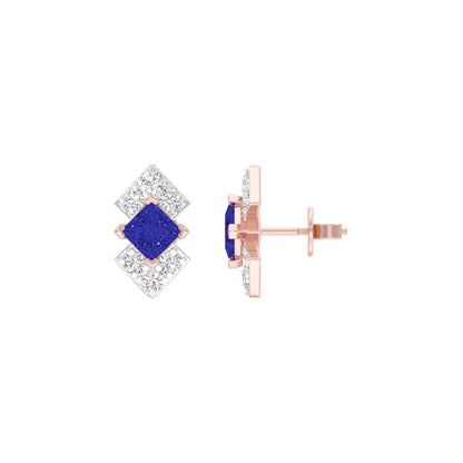 Cobalt Blue Diamond Earrings 9 KT / Rose Gold