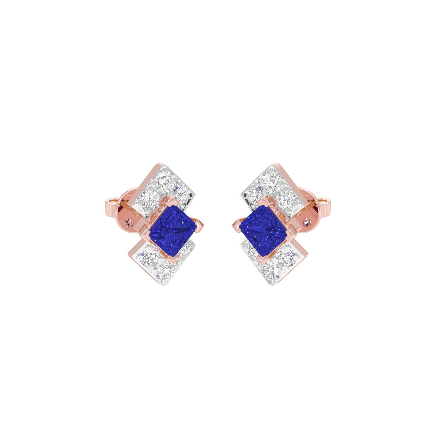 Cobalt Blue Diamond Earrings 9 KT / Rose Gold