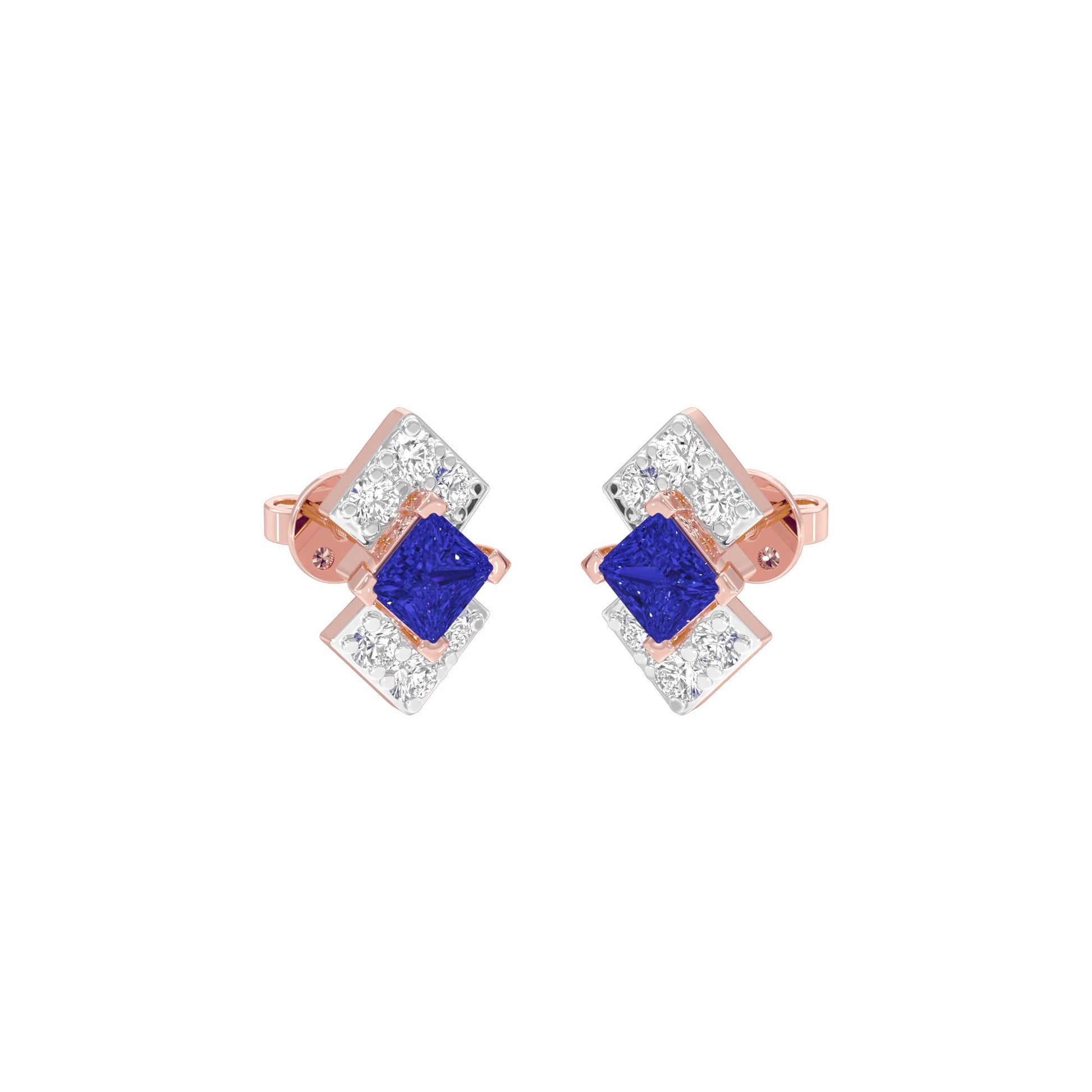 Cobalt Blue Diamond Earrings 9 KT / Rose Gold