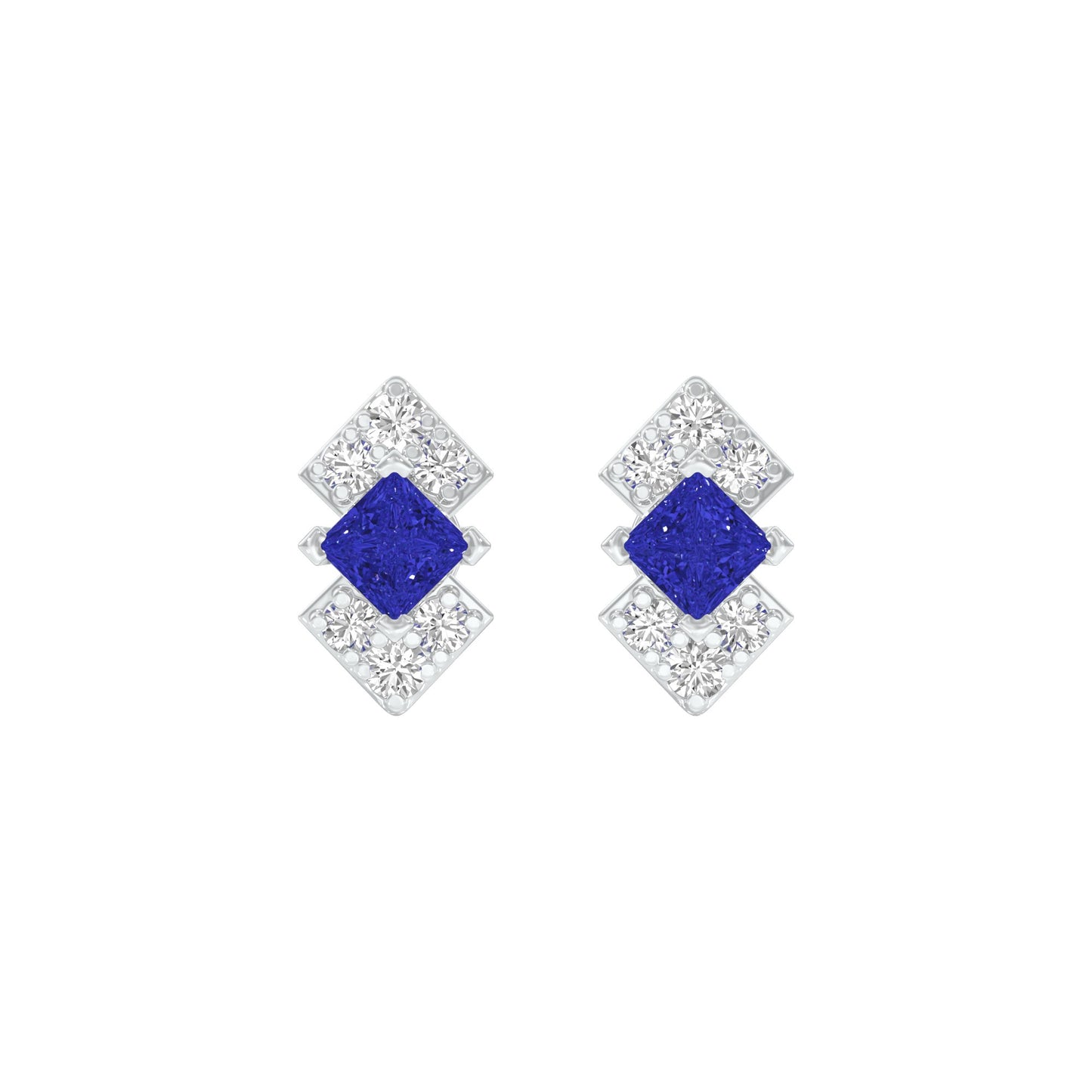 Cobalt Blue Diamond Earrings 9 KT / White Gold