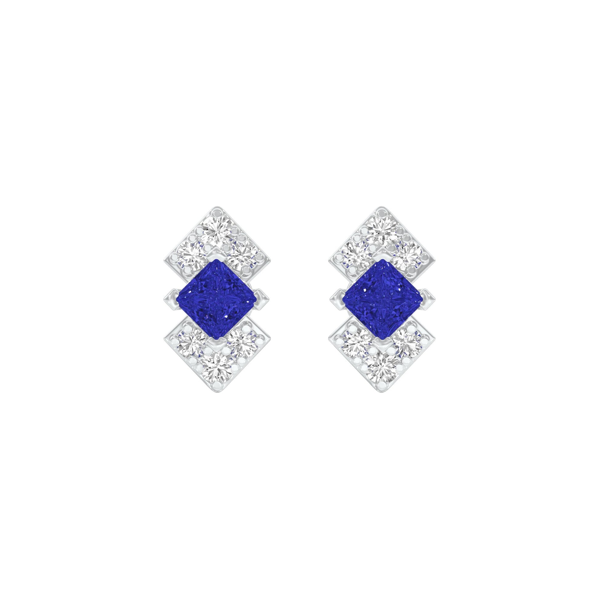 Cobalt Blue Diamond Earrings 9 KT / White Gold