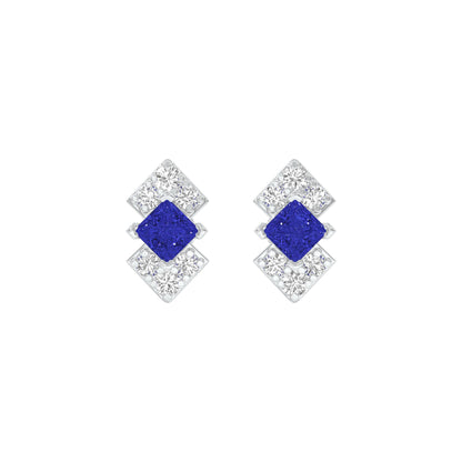 Cobalt Blue Diamond Earrings 9 KT / White Gold